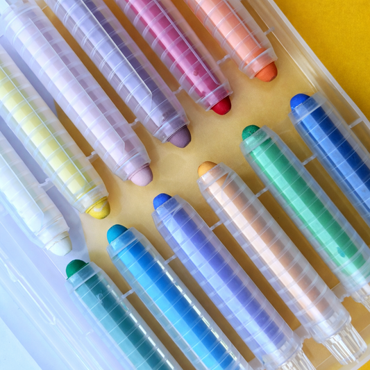 Dustless Chalk Crayons 12 Pack | Non - Toxic Twist - Up Crayons for Kids - Smartypals