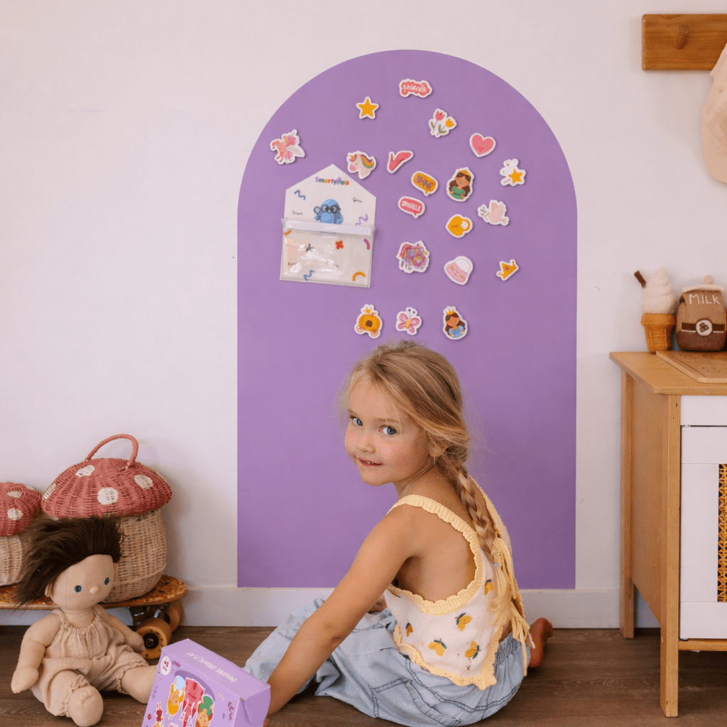 Purple Magnetic Playwall in kids room