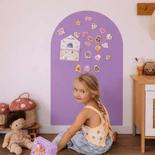 Purple Magnetic Playwall in kids room